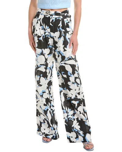 Nicholas Calista Belted Wide Leg Linen-blend Pant In Grey