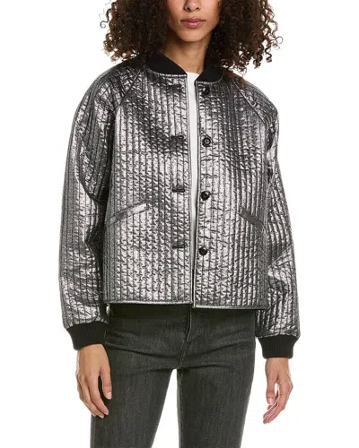 The Great The Metallic Bomber Jacket In Silver