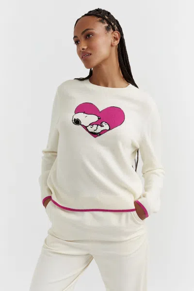 Chinti & Parker Uk Cream Wool-cashmere Snoopy Love Sweater In White