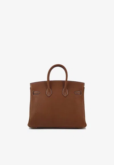 Hermes Birkin 25 In Fauve Barenia Faubourg With Gold Hardware In Fauve