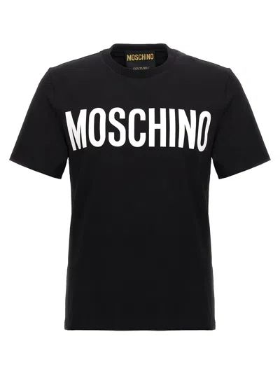 Shop Moschino Logo Print T-shirt In White/black