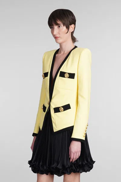 Shop Balmain Blazer In Yellow