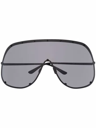 Rick Owens Statement Rimless Sunglasses With Oversized Frame In Black