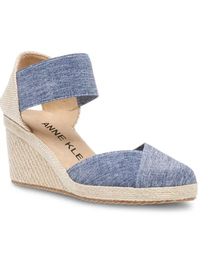 Anne Klein Zoey Womens Canvas Ankle Strap Espadrille Heels In Multi