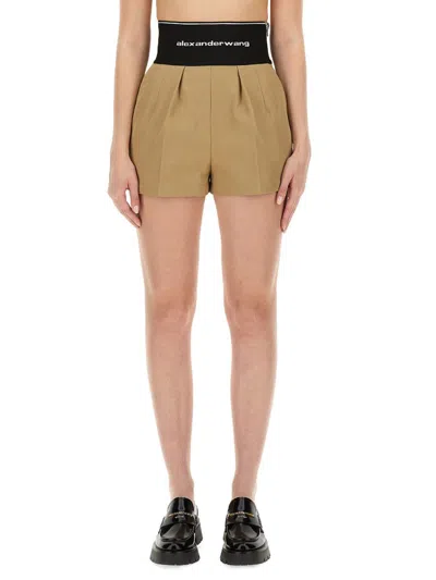 Shop Alexander Wang Safari" Shorts With Logo In Beige