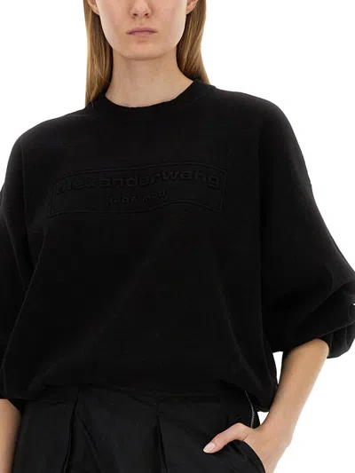 Alexander Wang Black Stretch Polyester Blend Sweater In Black