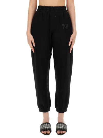 Shop Alexander Wang T T By Alexander Wang Jogging Pants With Logo In Black