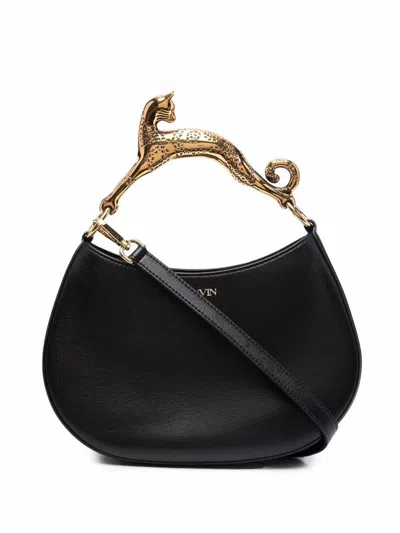 Shop Lanvin Cat Hobo Bag In Calf Leather With Shoulder Strap In Black