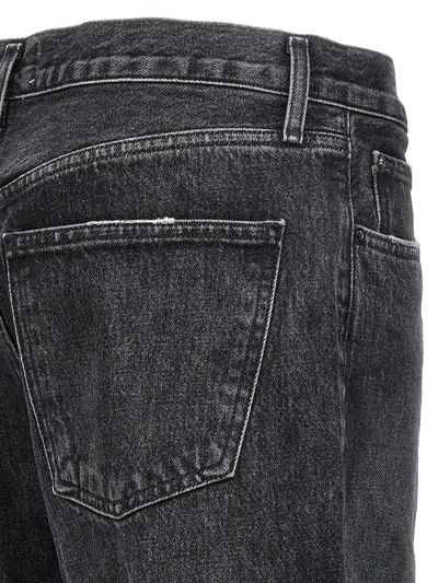 Agolde Fran High Rise Wide Leg Low Slung Cuffed Jeans In Ditch In Gray