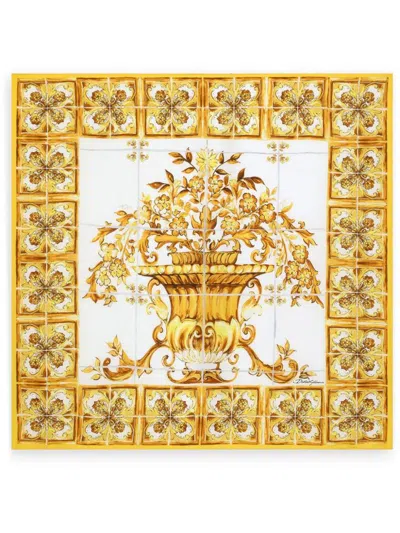 Shop Dolce & Gabbana Scarf With Majolica Print In Yellow & Orange