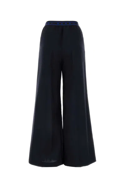 Marni Virgin Wool Pants With Drawstring Waist In Blue