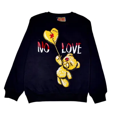 Retro Label Men's 14s Winterized No Love Crew Neck Sweatshirt In Black In Blue