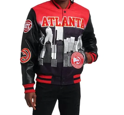 Pro Standard Men's Atlanta Hawks Intervarsity Jacket In Black/red In Black