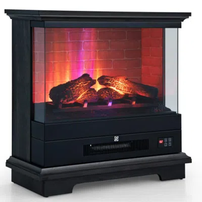 Hivvago 27 Inch Freestanding Electric Fireplace With 3-level Vivid Flame Thermostat-white