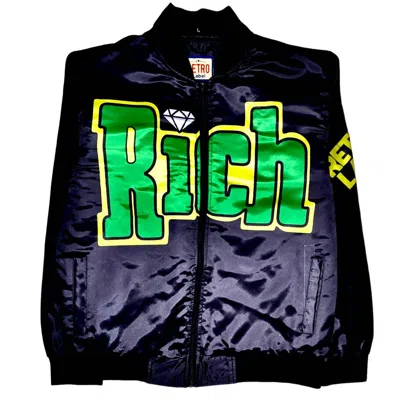 Retro Label Men's Rich And Retro Jacket In Black In Blue