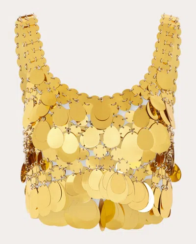 Rabanne Sequinned Cropped Top In Gold