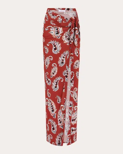 Rabanne Paisley-print Stretch-jersey Maxi Skirt In Paisley Terracotta