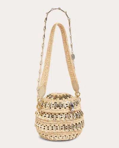 Rabanne Women's Iconic 1969 Ball Embellished Raffia Shoulder Bag In Natural/light Gold