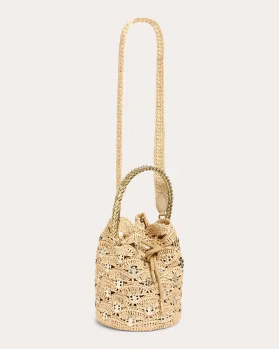 Rabanne Beige Shoulder Bag With Removable Shoulder Strap In Raphia Woman In Natural/light Gold