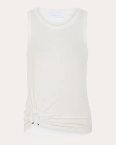 Rabanne Ring-detail Cotton-blend Jersey Tank Top In White