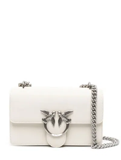 Shop Pinko Bags In Bianco Seta-old Silver