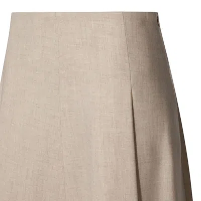 Shop Brunello Cucinelli Beige Wool Skirt