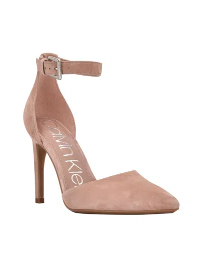 Calvin Klein Dressa Womens Patent Ankle Strap D'orsay Heels In Pink