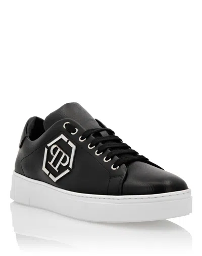 Philipp Plein Lo-top Sneakers Cocco Print Insert Hexagon In Black