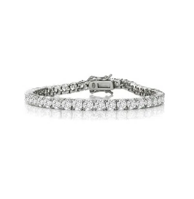 Rachel Glauber 4mm Tennis Bracelet With Clear Cubic Zirconia In Silver