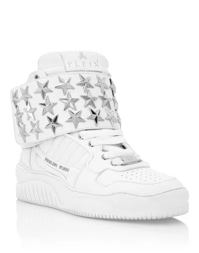 Philipp Plein Thunder Hi-top Sneakers Stars In White
