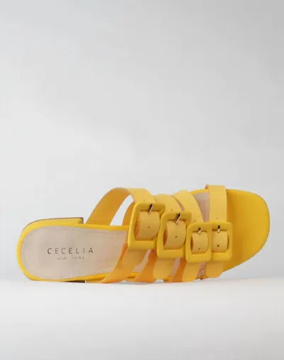 Cecelia New York Lexington Slide Sandal In Yellow In Yellow