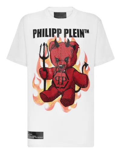 Philipp Plein Ss Teddy Bear Graphic Logo-print T-shirt In White 