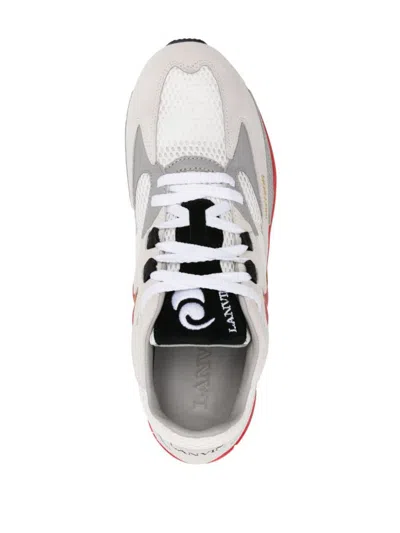 Lanvin Low Top Sneakers Mesh Paneling In White