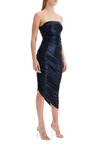 Norma Kamali Diana Strapless Dress In Blue
