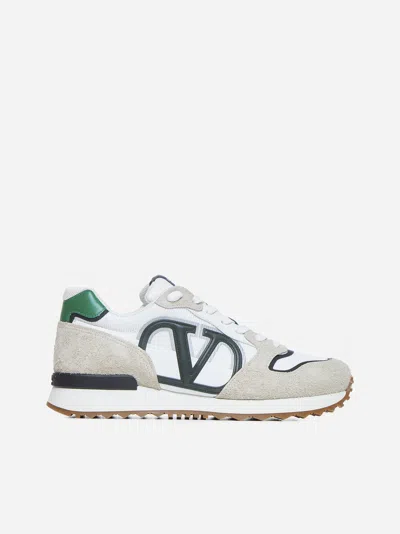 Shop Valentino Vlogo Pace Mix Materials Sneakers In Multicolor