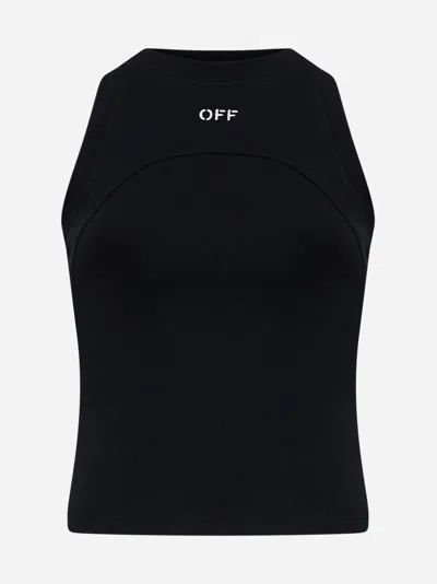 Off-white Off Stamp Rib Round Tank Top In Black,white