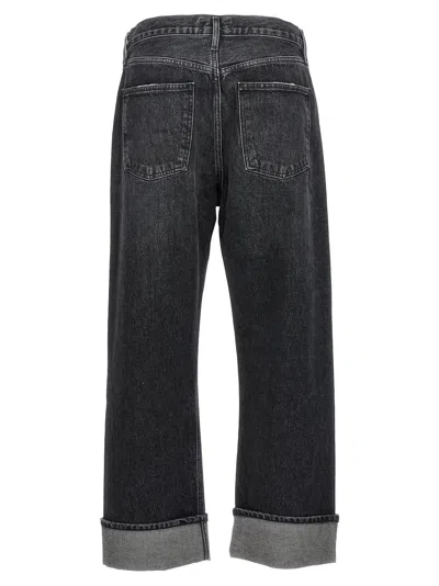 Agolde Fran High Rise Wide Leg Low Slung Cuffed Jeans In Ditch