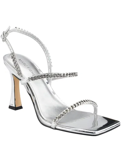 Marc Fisher Droid Womens Faux Leather Square Toe Heels In Silver