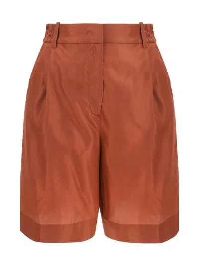 Valentino Gingerbread Print Silk Bermuda Shorts For Women In Gingerbread