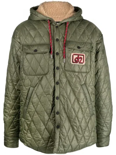 Dsquared2 Quilted Nylon Overshirt Jacket In Sage