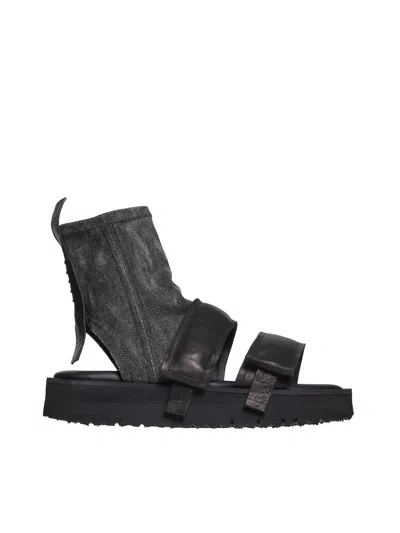 Puro Women's Denim Leather Sandals In Black