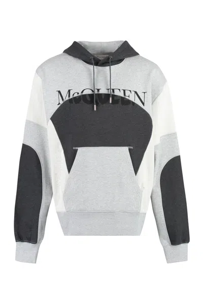 Shop Alexander Mcqueen Men's Cotton Hoodie In Grey