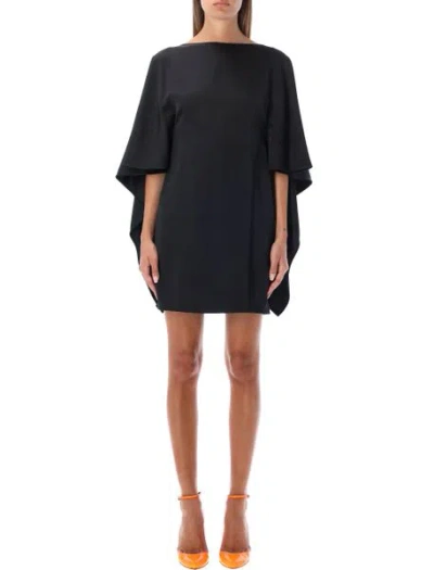 Attico Sharon Cutout Draped Satin Minidress In Black