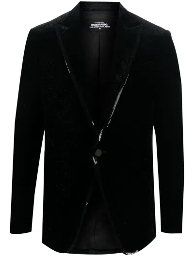Dsquared2 Sequined-trim Velvet Blazer In Black