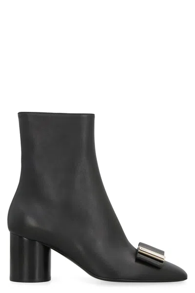 Ferragamo Women's Leonia Leather Ankle Boots In Black