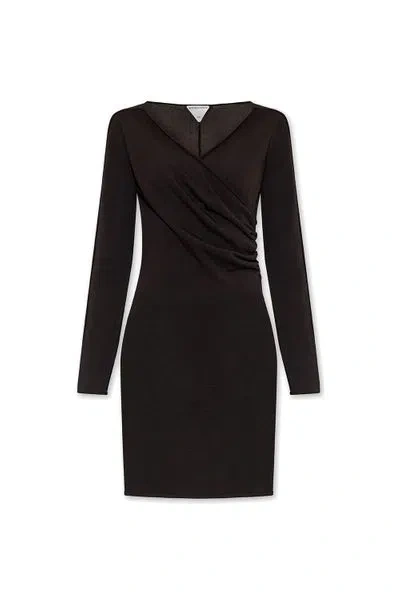 Bottega Veneta Mini Dark Brown With Front Cross-over In Fluid Viscose Woman In Brown