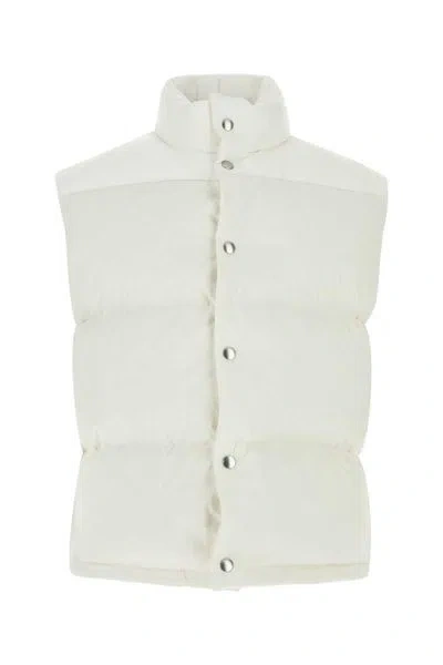 Bottega Veneta Quilted Cotton Sleeveless Vest With High Collar In White