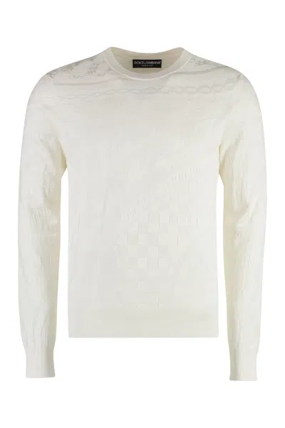 Shop Dolce & Gabbana Women's Long Sleeve Crew-neck Sweater In Ivory