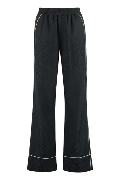 Off-white Straight-leg Pyjama-inspired Trousers In Black