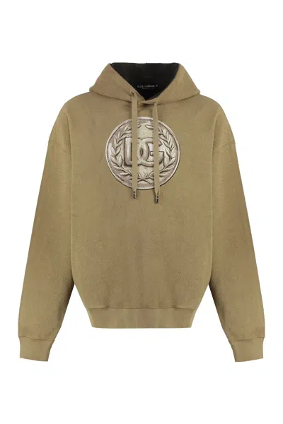 Dolce & Gabbana Men's Logo Print Hoodie In Sand